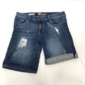 KUT from the Kloth Sz 4 Mid Rise Katy Boyfriend Distressed Denim Shorts